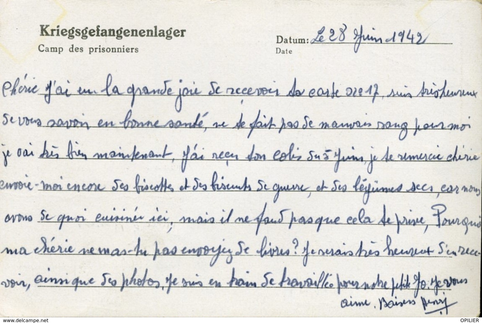 Prisonnier De Guerre STALAG VII B Carte 07 Juil 1941 Pour La Région De Vesoul Kriegsgefangenenpost Censure - Brieven En Documenten