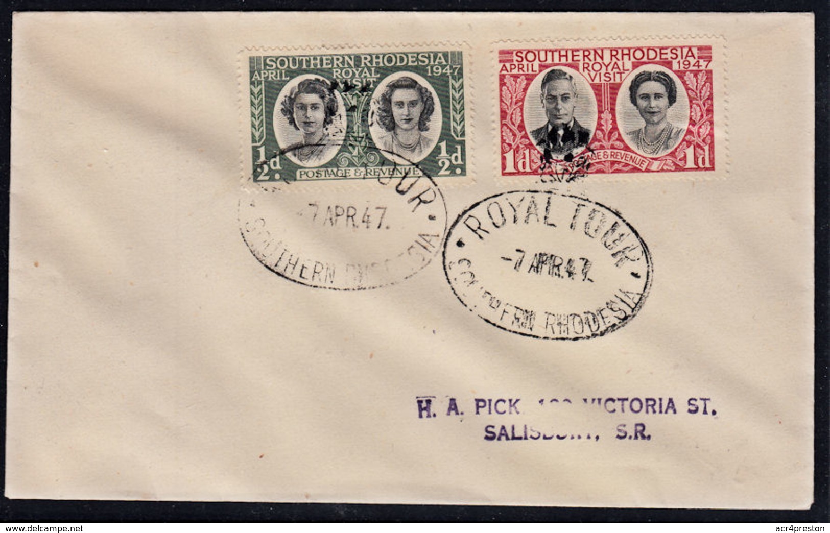 Ca0364 SOUTHERN RHODESIA 1947, SG 62-3 Royal Visit, FDC - Southern Rhodesia (...-1964)