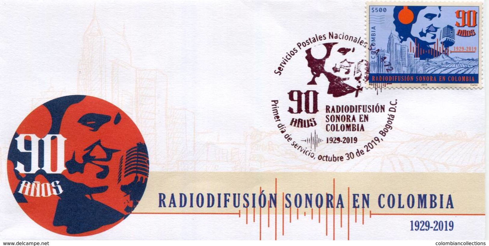 Lote 2019-18F, Colombia, 2019, SPD-FDC, Radiodifusión Sonora En Colombia 90 Años, Radio - Kolumbien