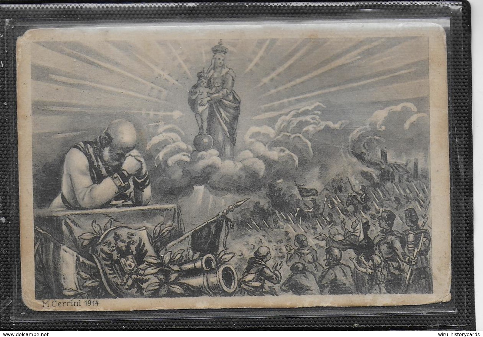 AK 0406  Kaiser Franz Josef I. Im Gebet - M. Cerrini Um 1914 - Politische Und Militärische Männer
