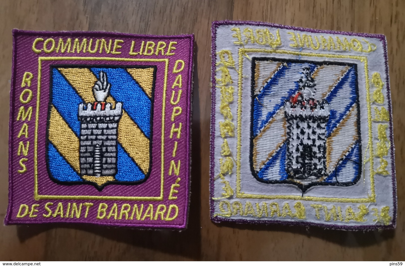 Pin' S + Ecusson Blason Brodé Commune Libre De Saint Barnard Romans Sur Isère 26 Drome - Ecussons Tissu