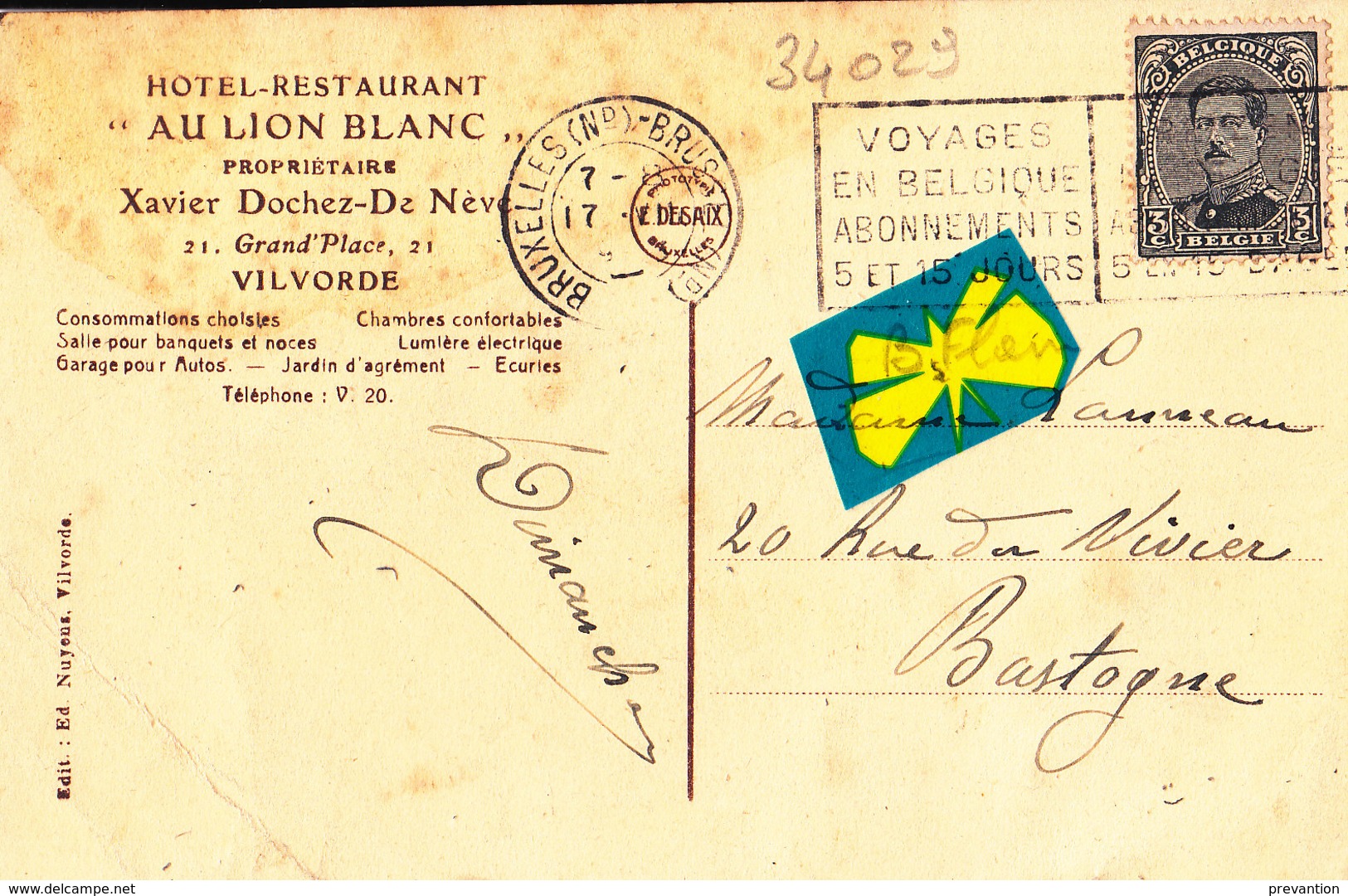 VILVORDE - Hôtel Restaurant "Au Lion Blanc" Carte Animée Avec Tramways 53 Devant " Crédit - Anversois" - Vilvoorde