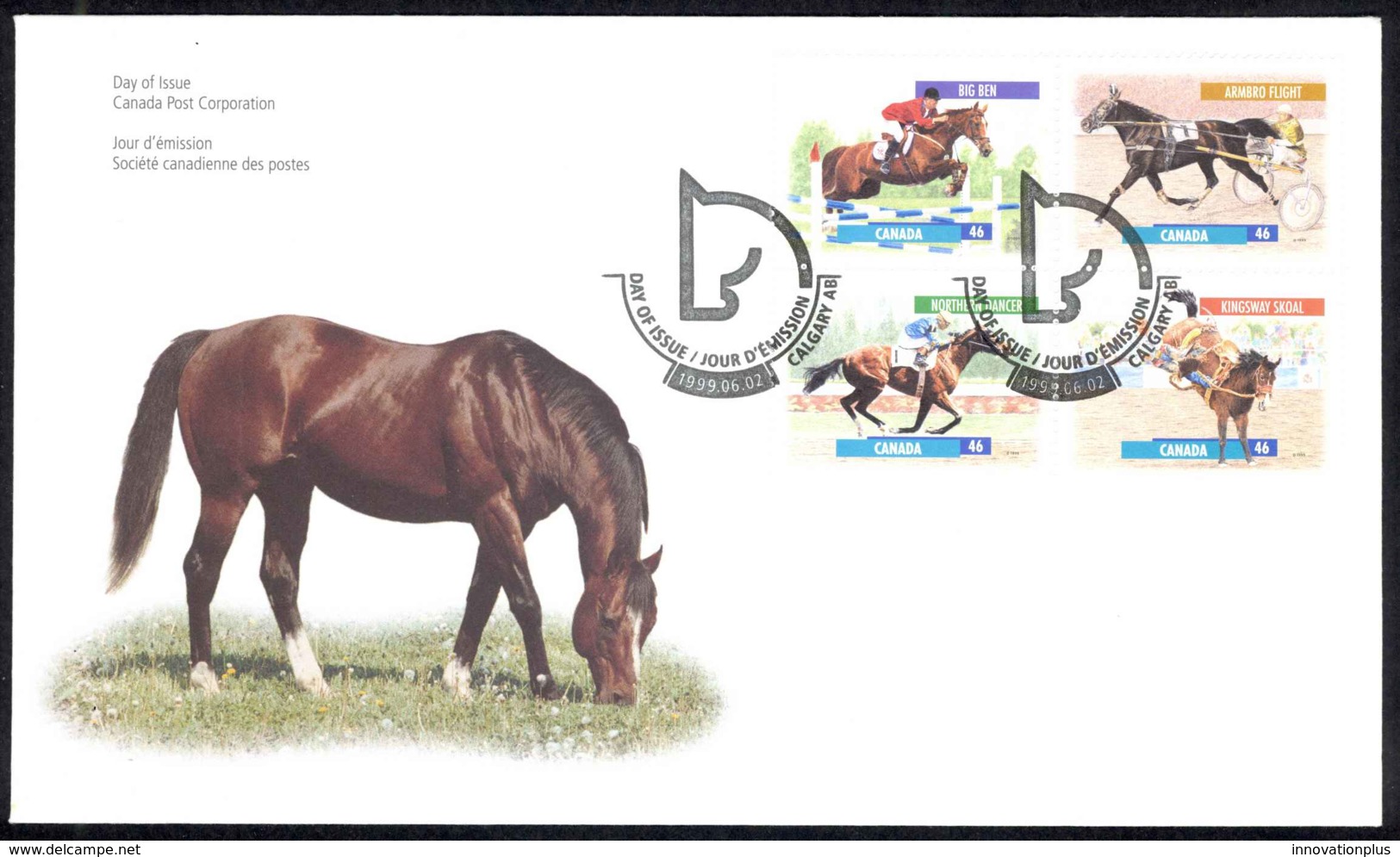 Canada Sc# 1791-1794 FDC Combination (a) 1999 6.2 Horses - 1991-2000