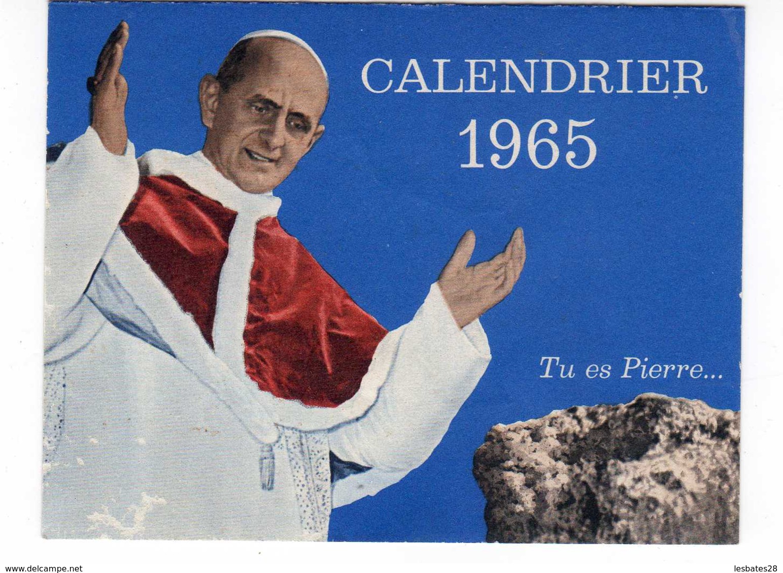 CALENDRIER  1965  PAUL VI  (Giovanni Battista Montini)  JAN 2020 Gera - Petit Format : 1961-70