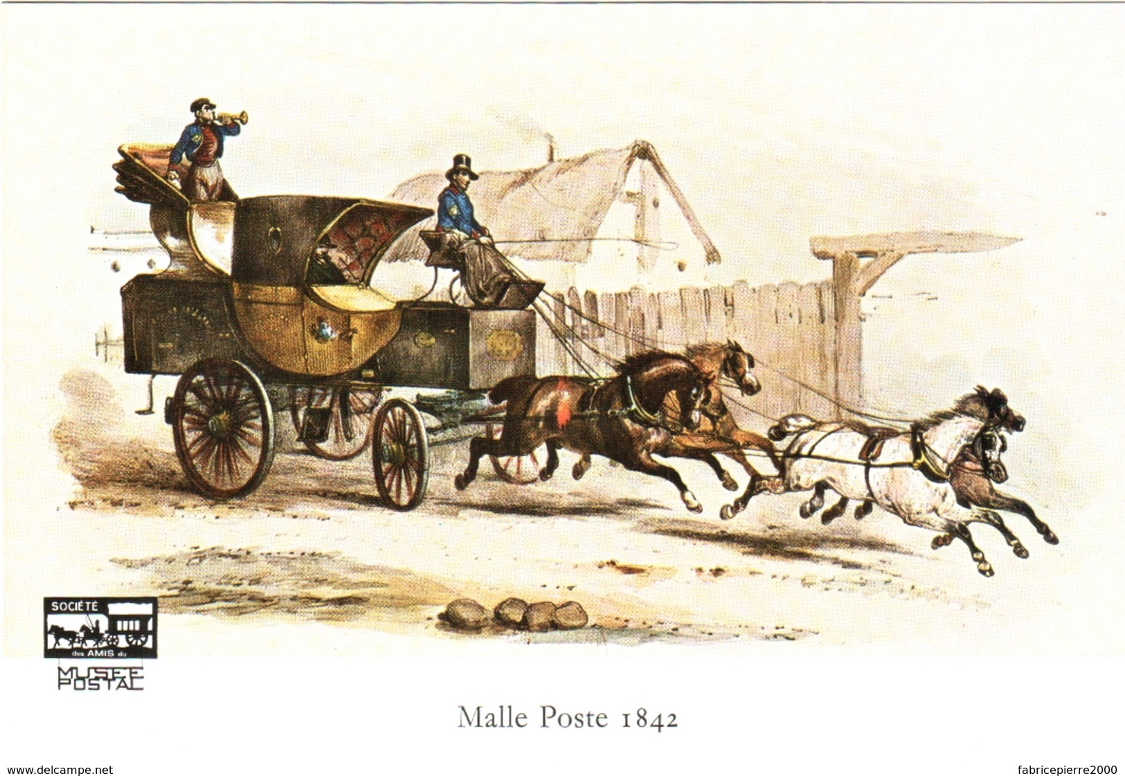 CPM 75 Paris - Musée Postal 6. Malle-poste Briska 1842 TBE Litho De V. Adam - Museen