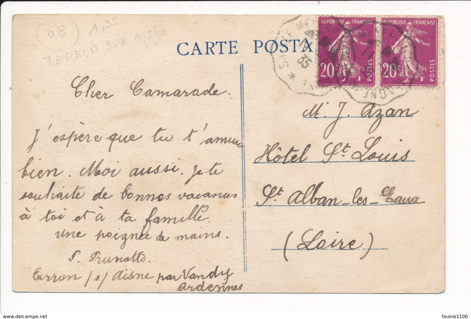 Carte De Terron Sur Aisne Intérieur De L'église   (  Recto Verso ) - Autres & Non Classés