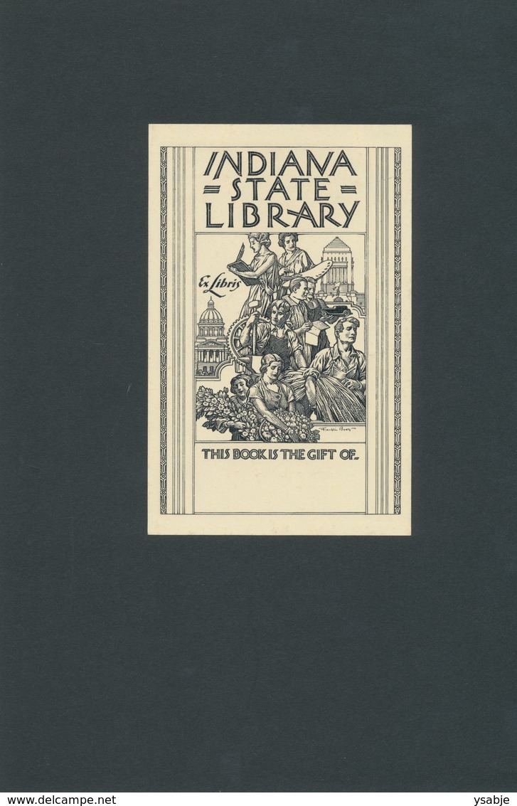 Ex Libris Indiana State Library - Franklin Booth - Ex Libris