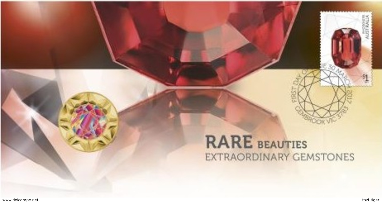 Rare Beauties - Extraordinary Gemstones  • 2017 • Stamp And $1 Coin Cover - Tuvalu