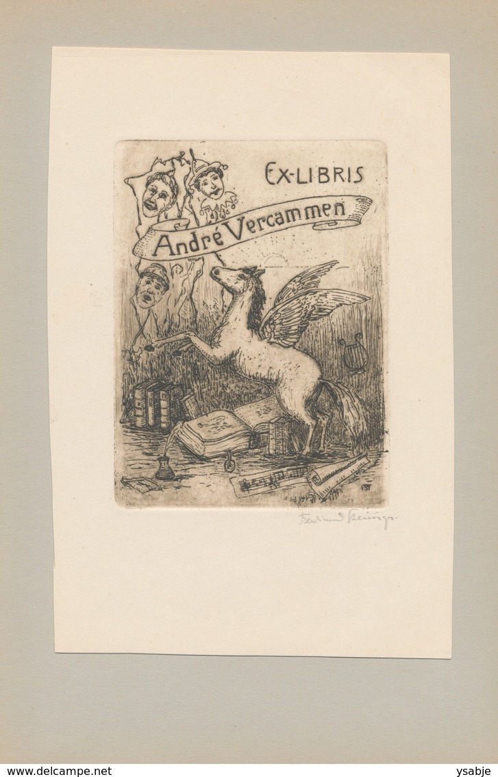 Ex Libris André Vercammen - Ferdinand Steiniger (1882-1959) Gesigneerde Ets - Ex Libris