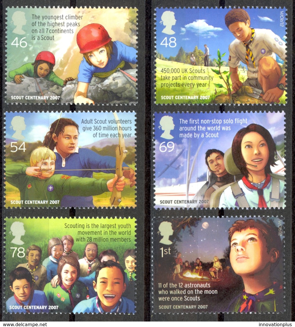 Great Britain Sc# 2492-2497 MNH 2007 Scouting 100th - Unused Stamps
