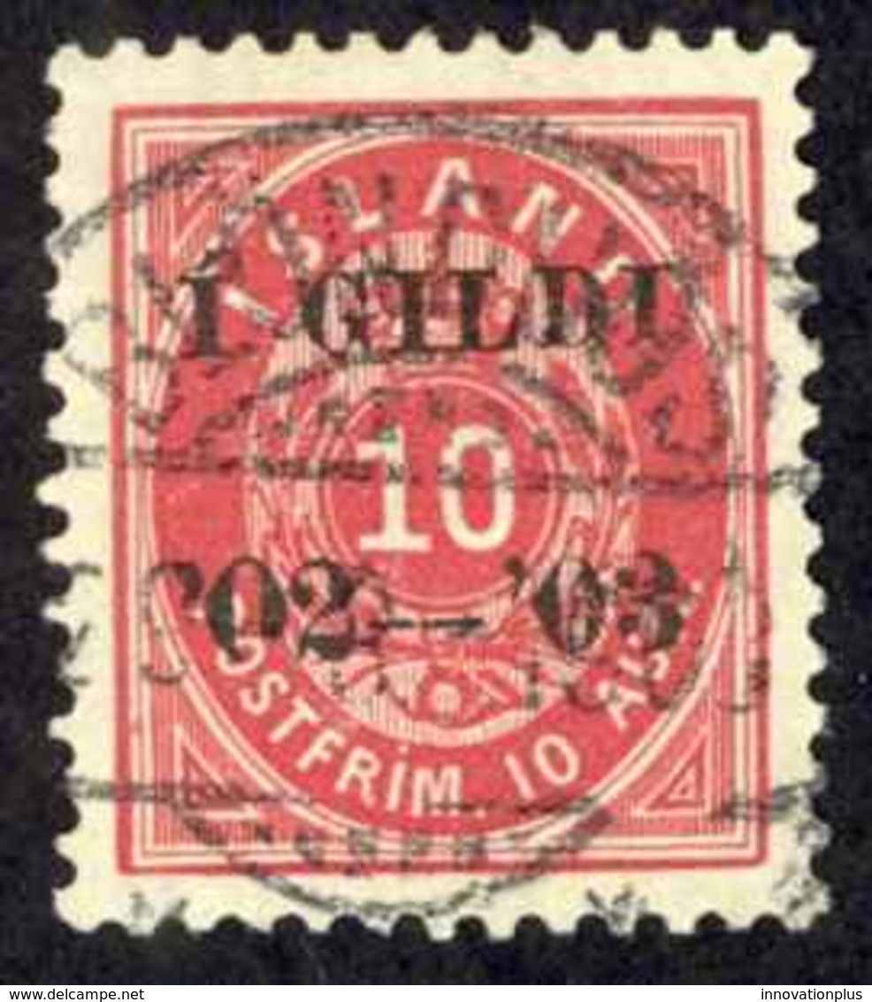 Iceland Sc# 54 Used 1902-1903 10a Carmine Numeral Overprint - Used Stamps