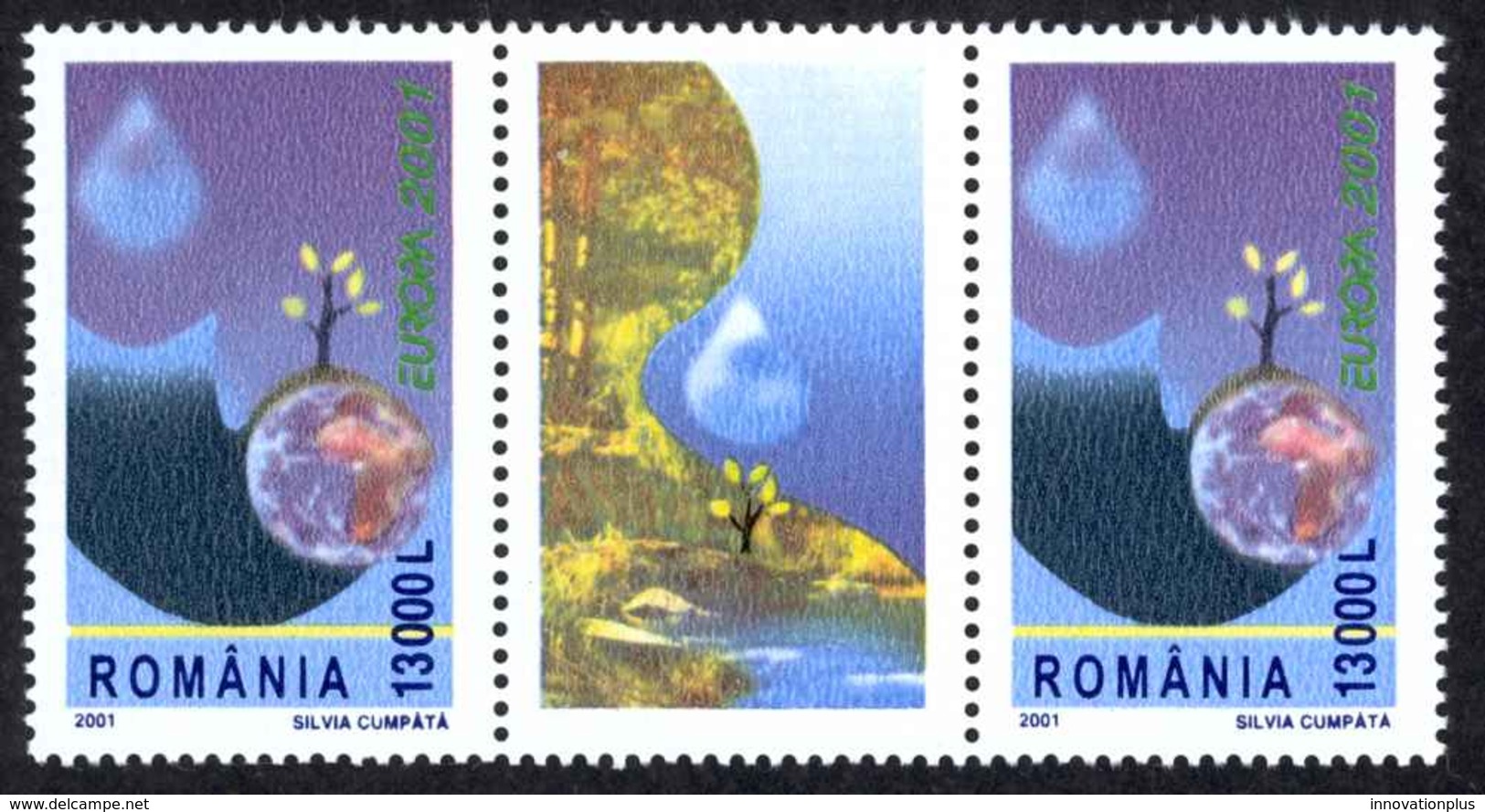 Romania Sc# 4448 MNH Pair + Label 2001 Europa - Unused Stamps