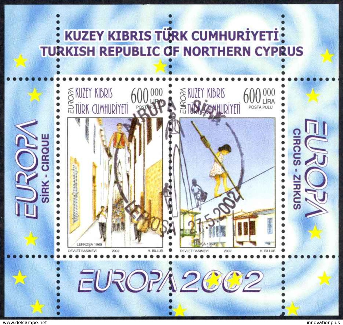 Turkey Northern Cyprus Sc# 543 FD Cancel Souvenir Sheet 2002 Europa - Other & Unclassified