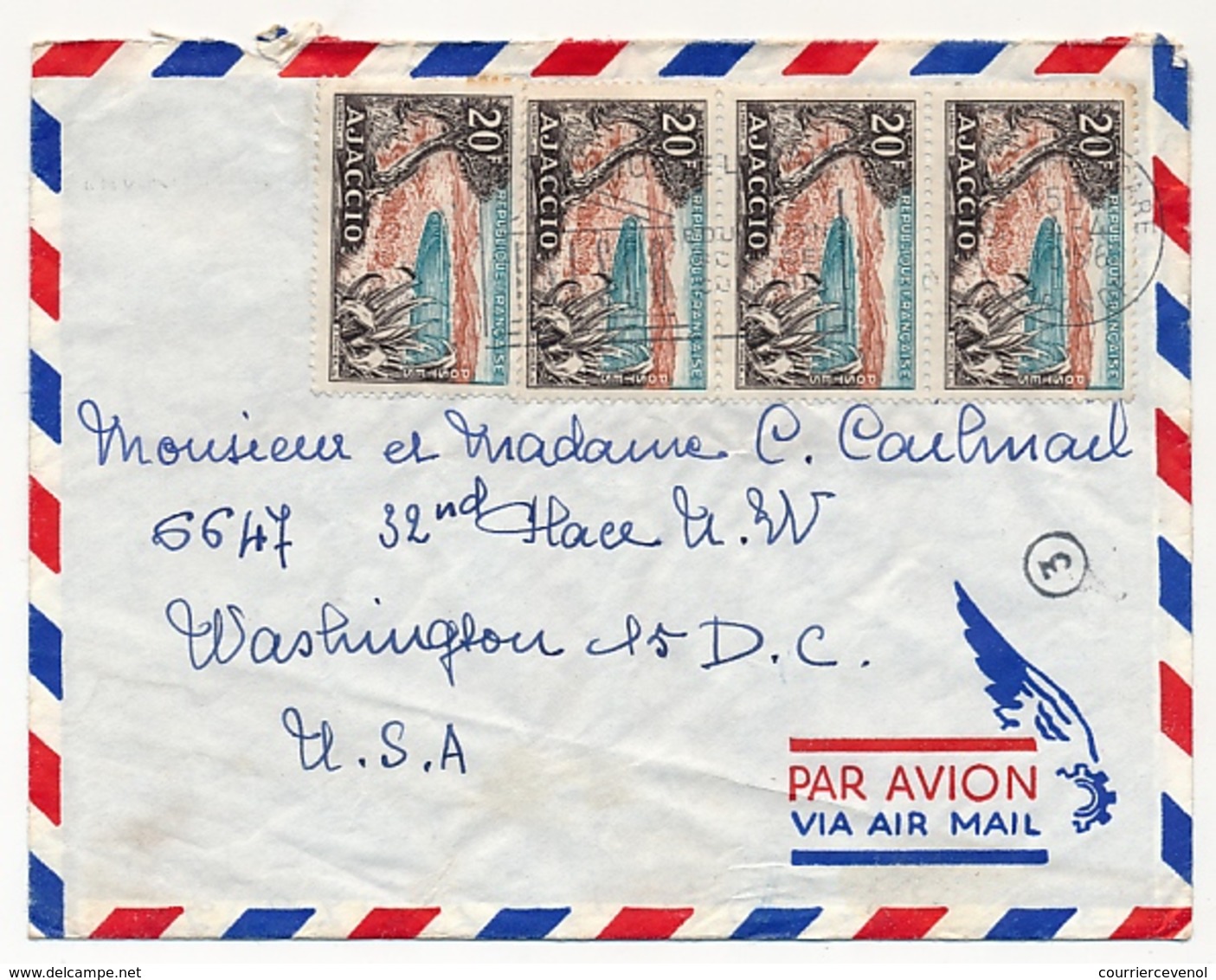 FRANCE - 10 Env. Pour USA, Tarifs Avion Divers / Affranchis. Divers Commémos + Compléments Armoiries - Nb Puces - Lettres & Documents