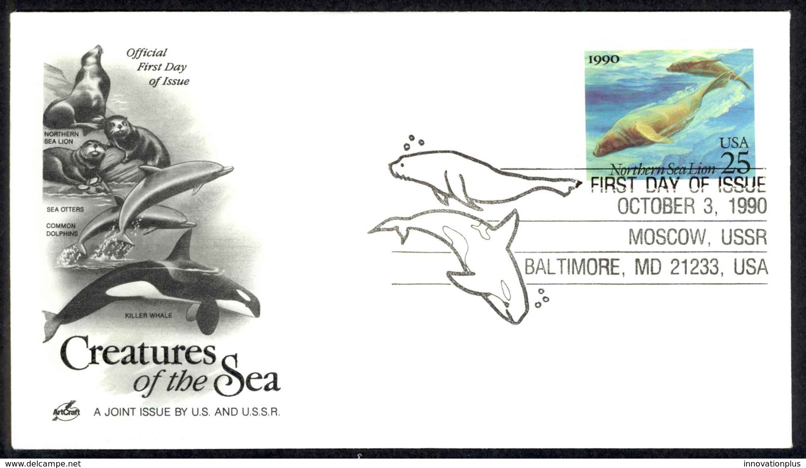 USA Sc# 2509 (ArtCraft) FDC (Baltimore, MD) 1990 10.3 Northern Sea Lion - 1981-1990