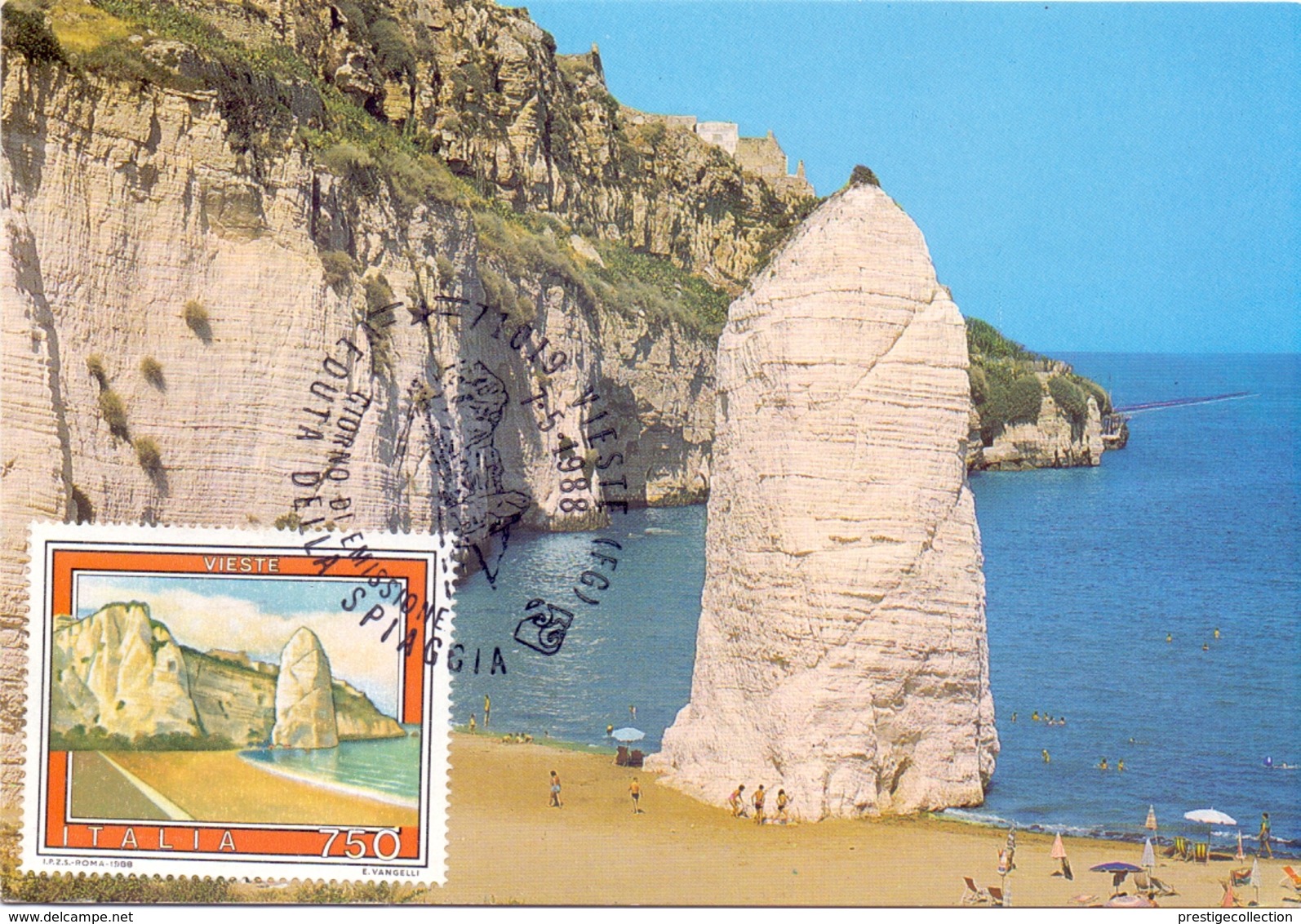 VIESTE PIZZOMUNNO LA SPIAGGIA  1988 MAXIMUM POST CARD (GENN200496) - Geografia