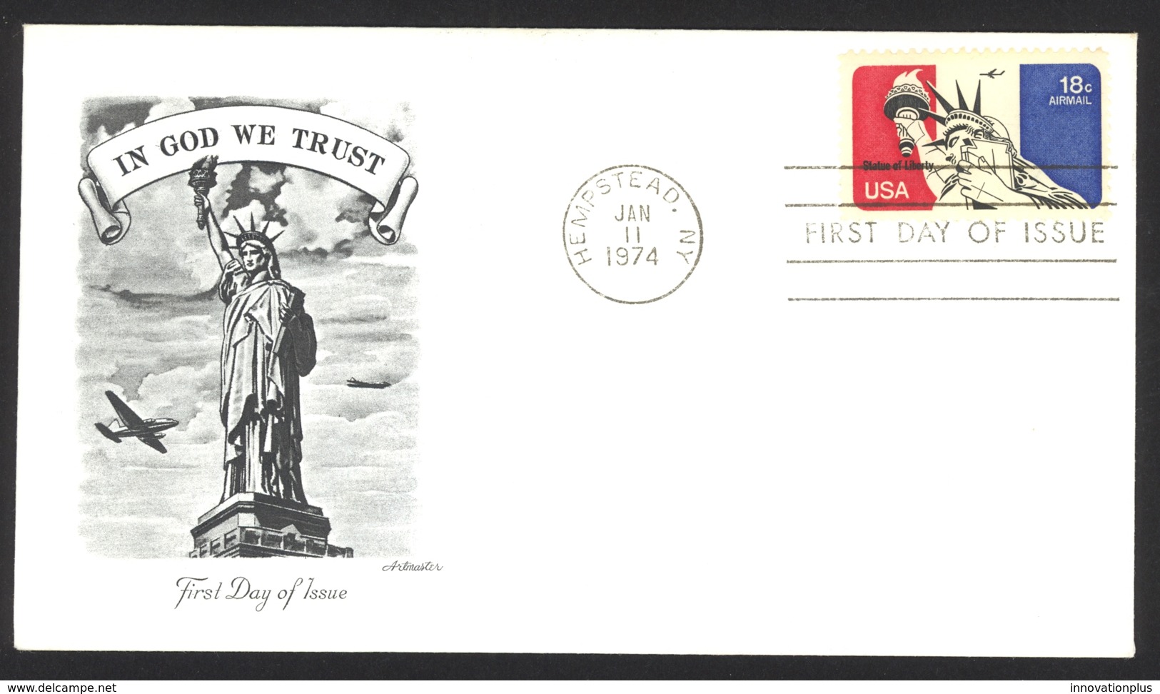 USA Sc# C87 (Artmaster) FDC Single (a) (Hempstead, NY) 1974 1.11 Statue Of Liberty - 1971-1980