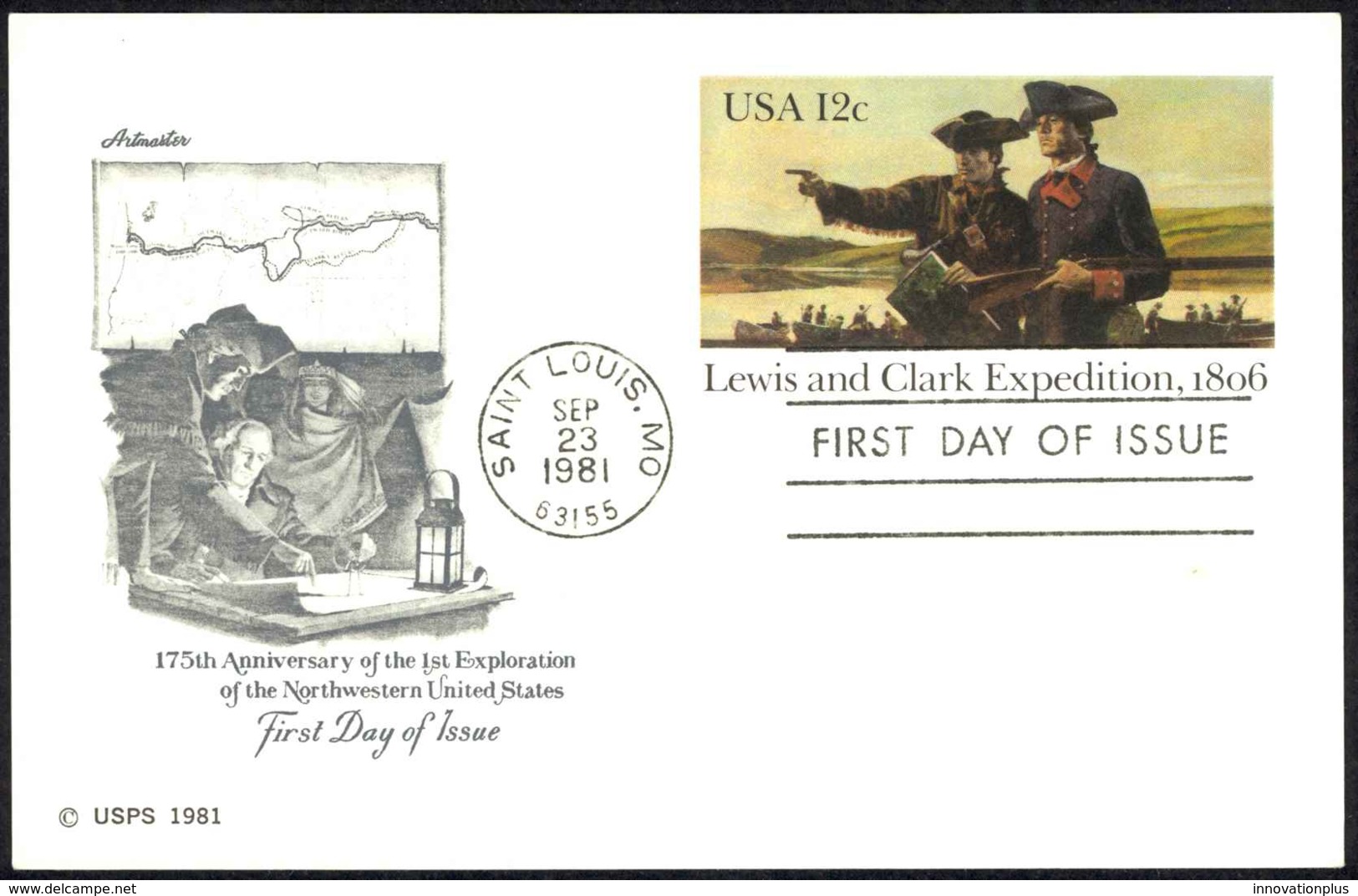 USA Sc# UX91 (Artmaster) FDC Postal Card (c) (Saint Louis, MO) 1981 9.23 12c Lewis & Clark Expedition - 1981-1990