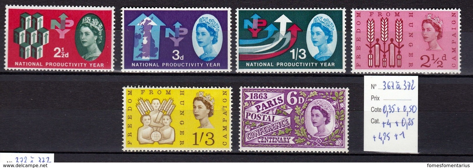 Timbres Neufs** N° 367 à 372 - Nuovi