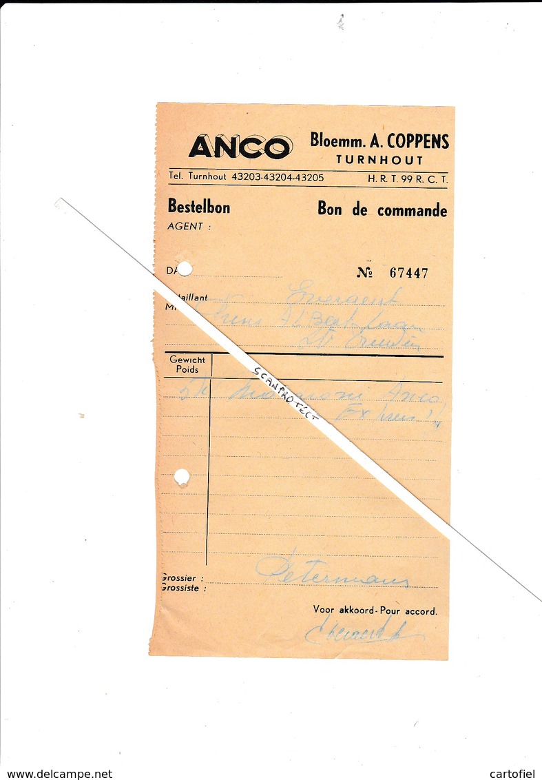 TURNHOUT-BESTELBON-1953-ANCO-BLOEMMOLENS-A.COPPENS-FISCALE ZEGELS-MOOI ! ! ! - 1950 - ...