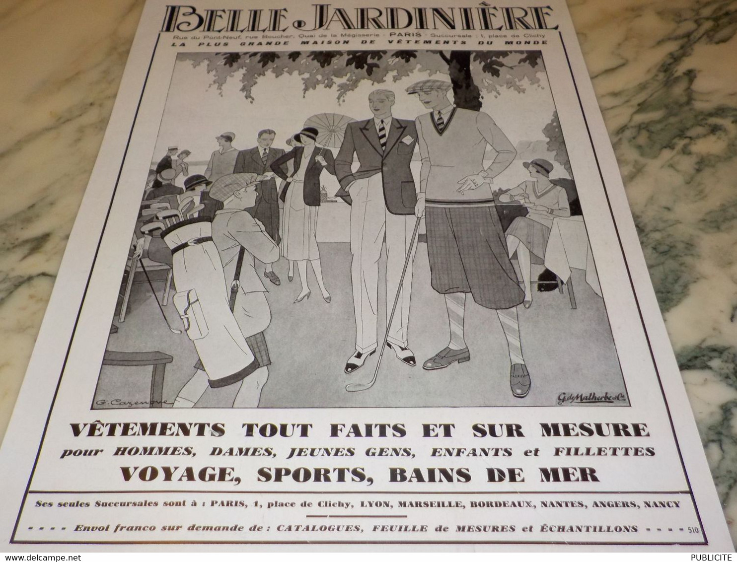 ANCIENNE PUBLICITE GOLF  MAGASIN BELLE JARDINIERE 1930 - Autres & Non Classés