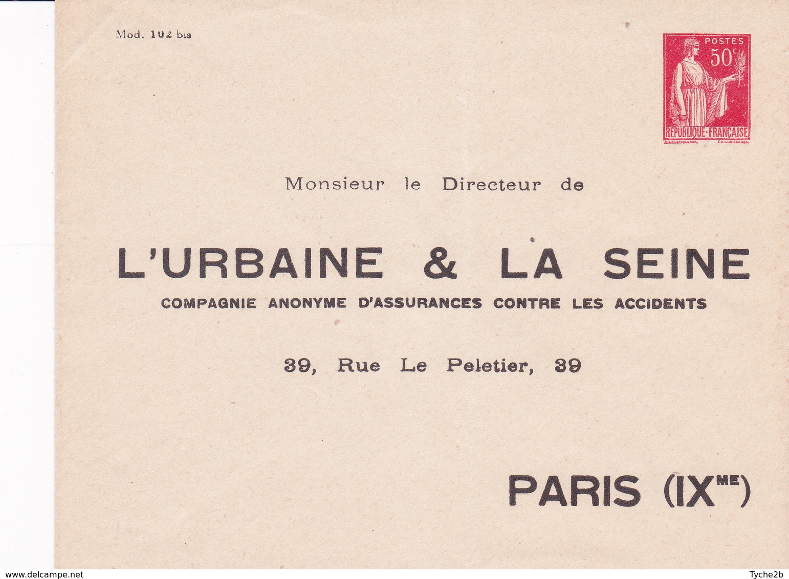 Enveloppe Paix 50 C Rouge B6f1 Neuve Expo Repiquage Urbaine - Enveloppes Repiquages (avant 1995)