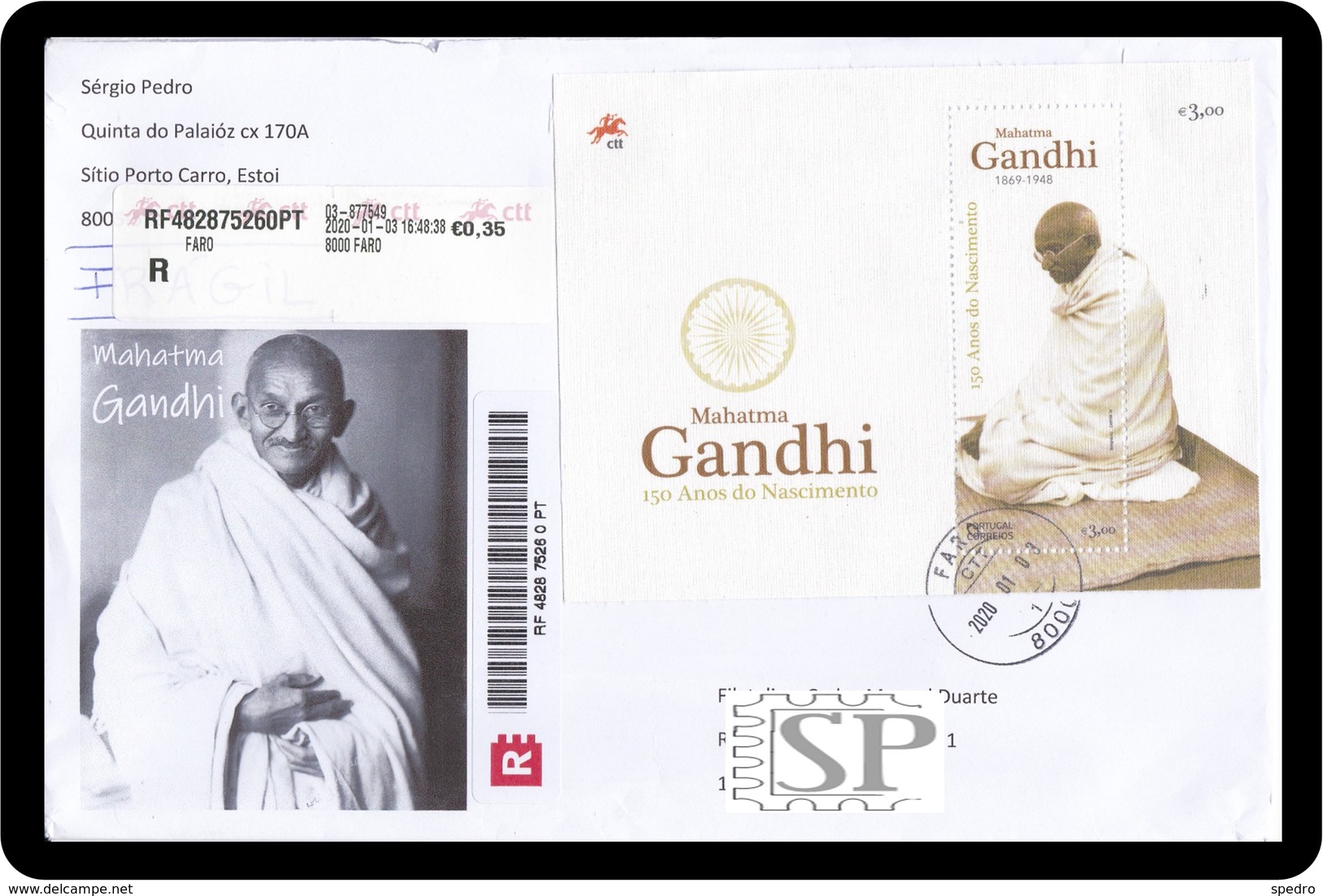 Portugal 2019 Cover 150 Anos Mahatma Gandhi Timbre Khadi, Le Tissu Fabriqué à La Main Fibres Natural L'histoire - Mahatma Gandhi