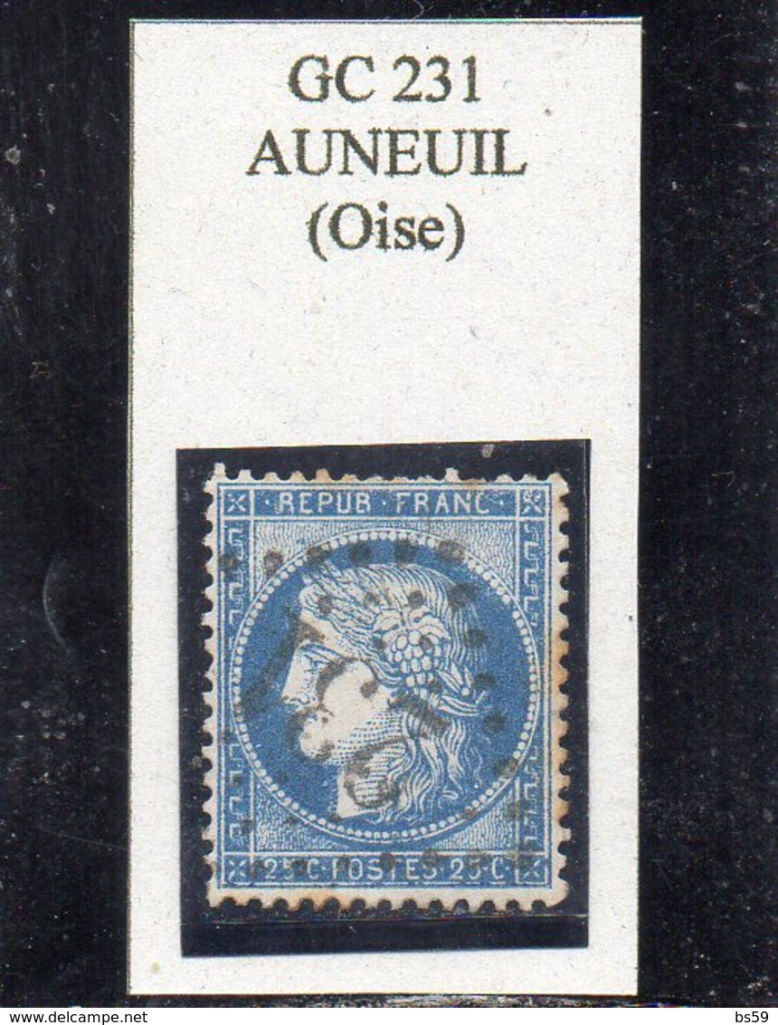 Oise - N° 60C Obl GC 231 Auneuil - 1871-1875 Cérès