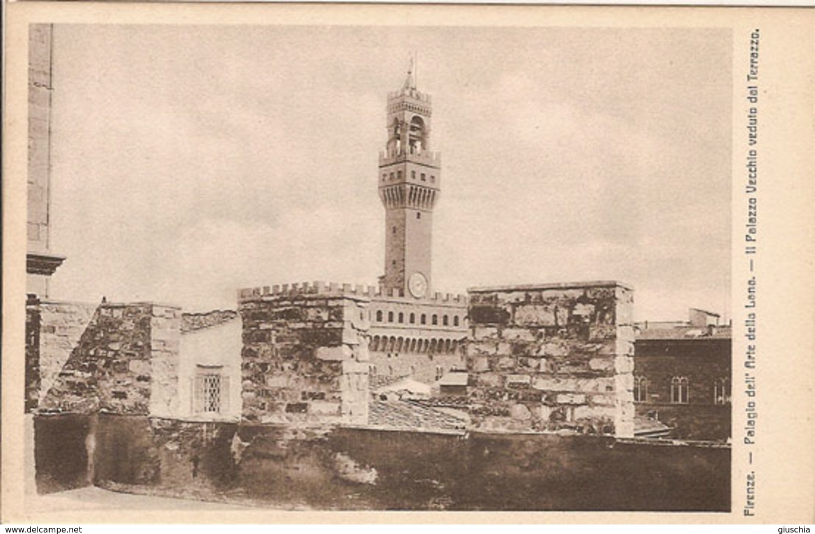 (C).Firenze.Palagio Dell'Arte Della Lana.Palazzo Vecchio Veduto Dal Terrazzo (c20) - Firenze