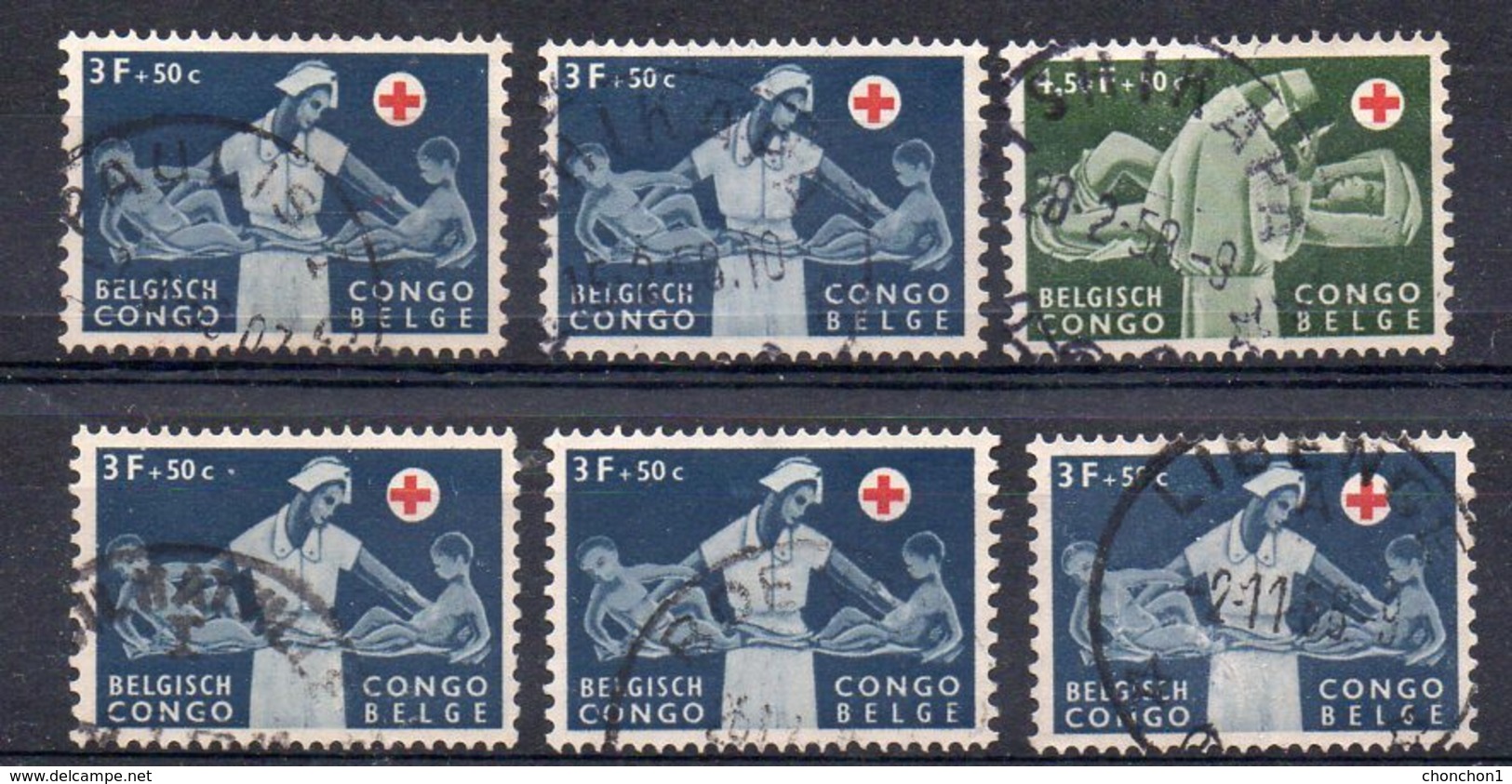 CONGO - Lot Belles Oblitération Sur Série Croix Rouge 1957 - PAULIS TSHIKAPA BOENDE COQ LIBENGE - KX4 - Oblitérés