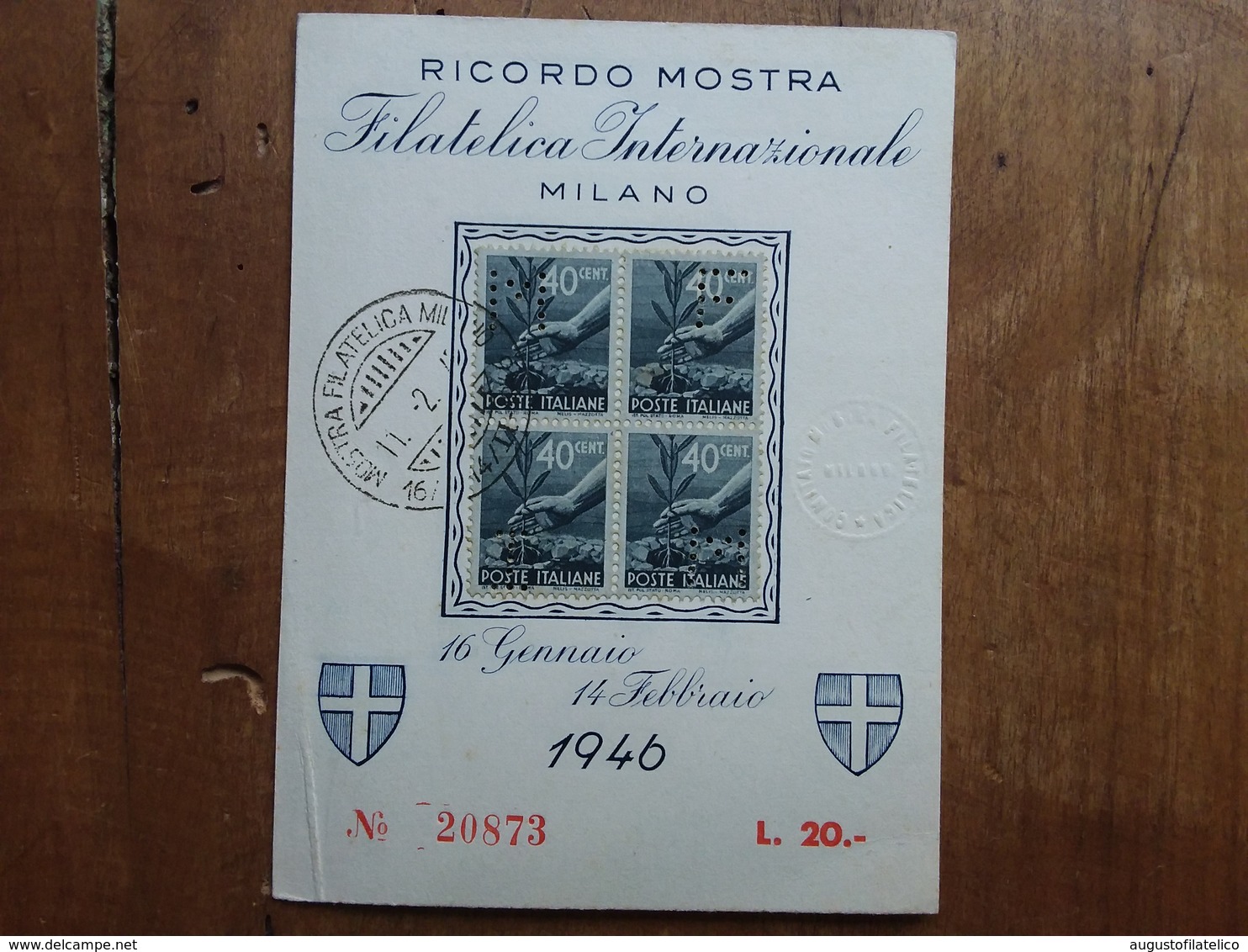 LUOGOTENENZA - Mostra Filatelica Con Quartina Perfin M.F.I.M. + Spese Postali - Used