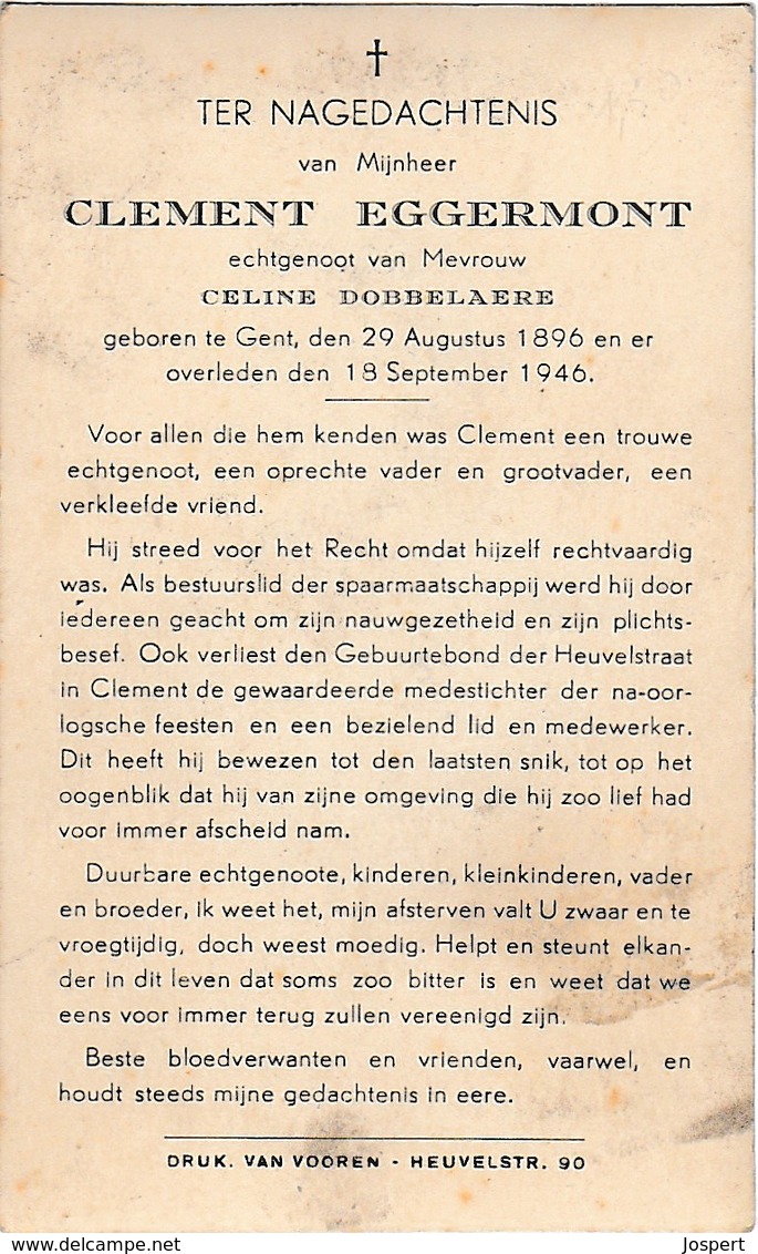 Gent, 1946, Clement Eggermont, Dobbelaere - Imágenes Religiosas