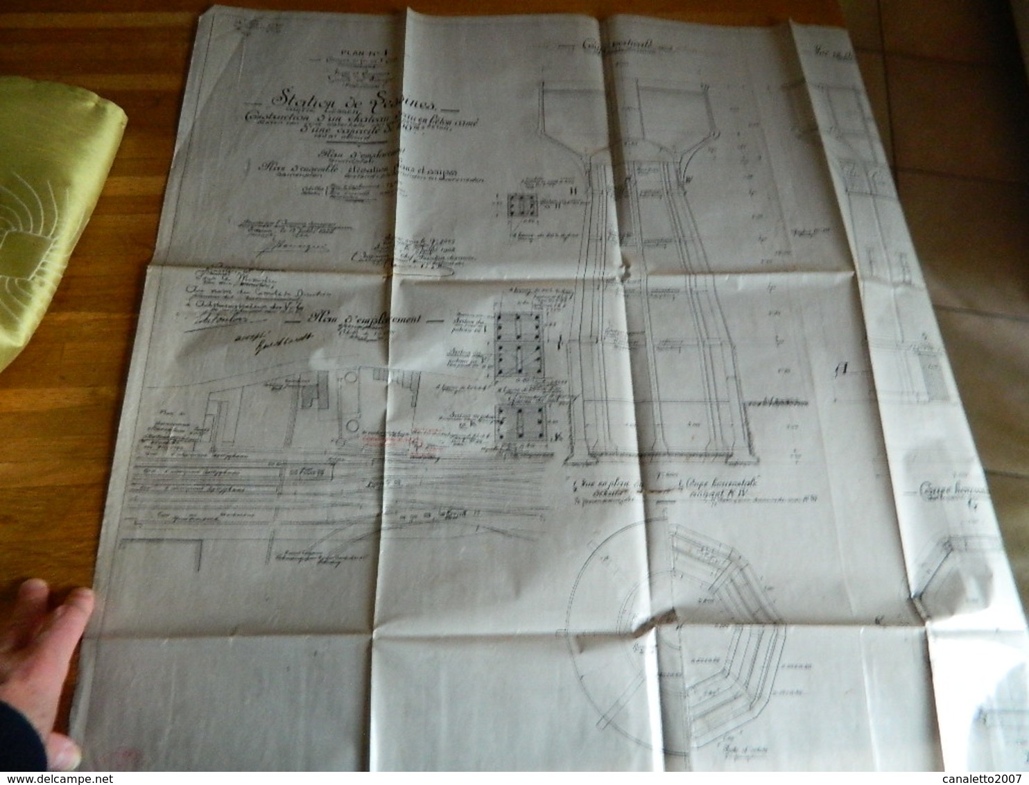 LESSINES:CHEMINS DE FER DE L'ETAT-SUPER RARE PLAN ORIGINAL GARE  LESSINES CHATEAU D'EAU -TOURNAI 18 JUILLET 1922-PLAN 1 - Travaux Publics