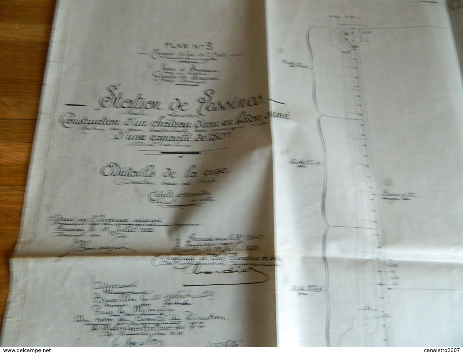 LESSINES:CHEMINS DE FER DE L'ETAT-SUPER RARE PLAN ORIGINAL GARE  LESSINES CHATEAU D'EAU -TOURNAI 18 JUILLET 1922-PLAN 3 - Travaux Publics