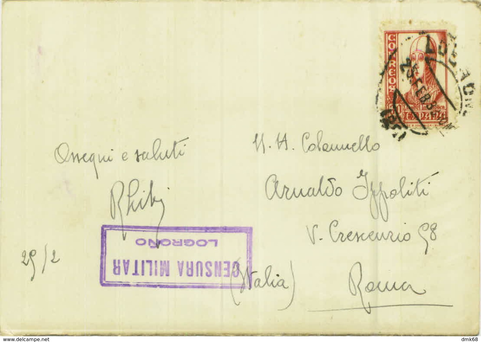 SPAIN - LOGRONO - INSITUTO Y JARDINES - CENSURA MILITAR LOGRONO - RPPC POSTCARD MAILED TO ITALY - 1930s ( 7120) - La Rioja (Logrono)