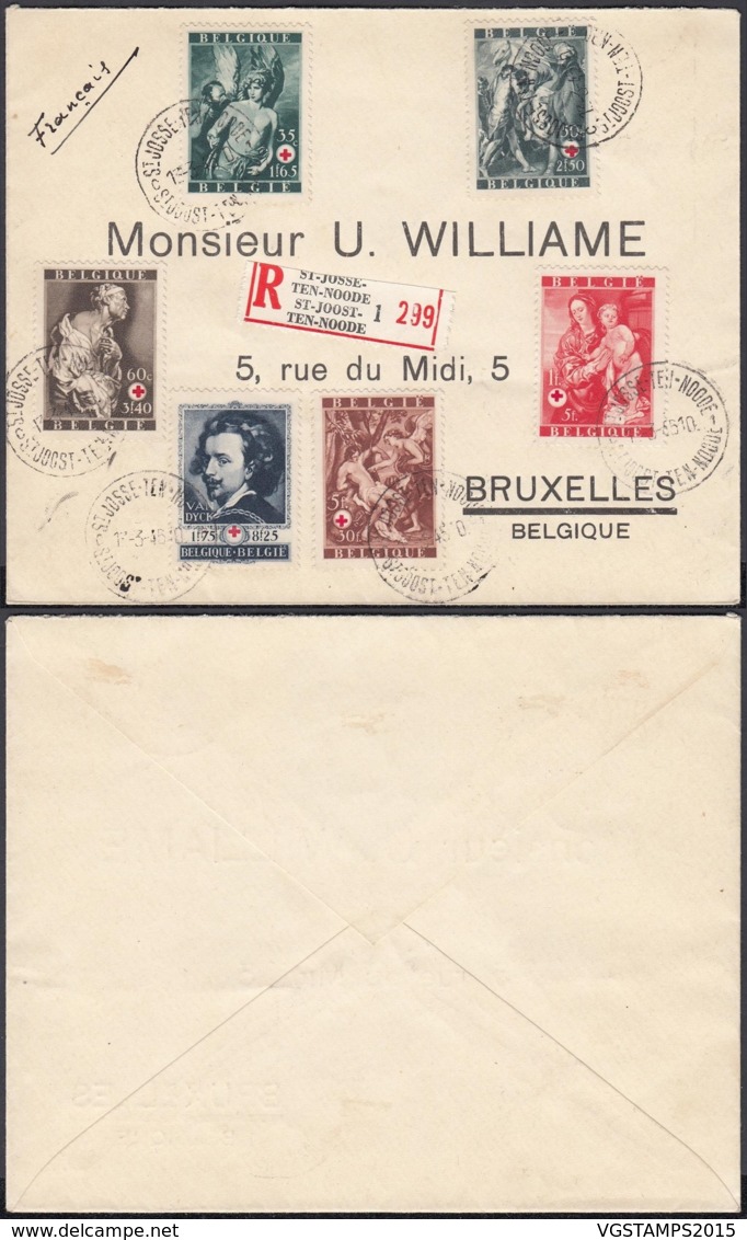 BELGIQUE COB 647/52 SUR LETTRE RECOMMANDE DE St JOSSE 13/03/1945 VERS BRUXELLES  (BE) DC-6240 - Storia Postale