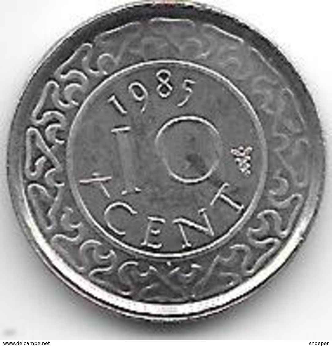 *suriname 10  Cents 1985  Km 13   Unc/ms63 - Surinam 1975 - ...