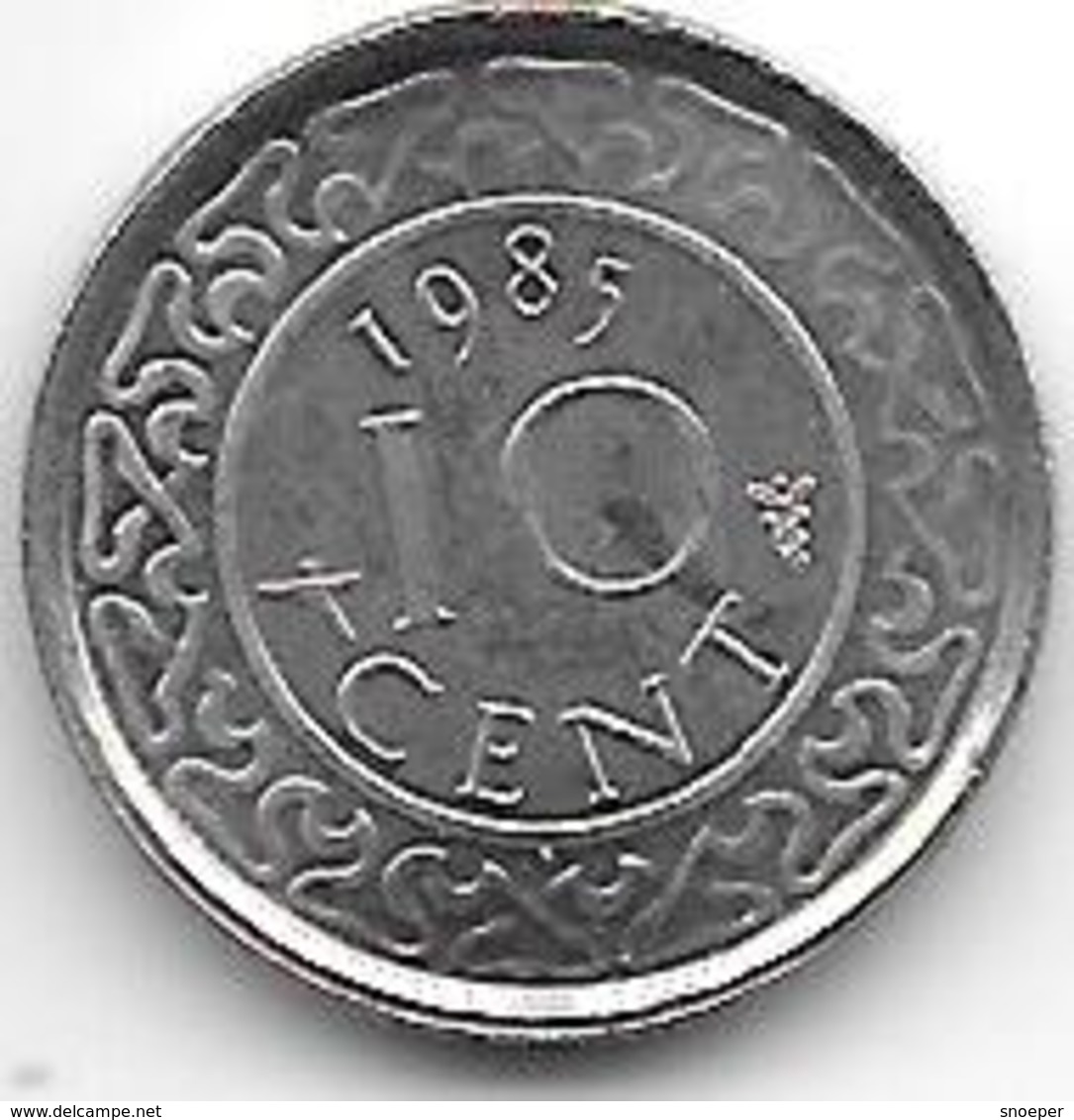 *suriname 10  Cents 1985  Km 13   Unc/ms63 - Suriname 1975 - ...