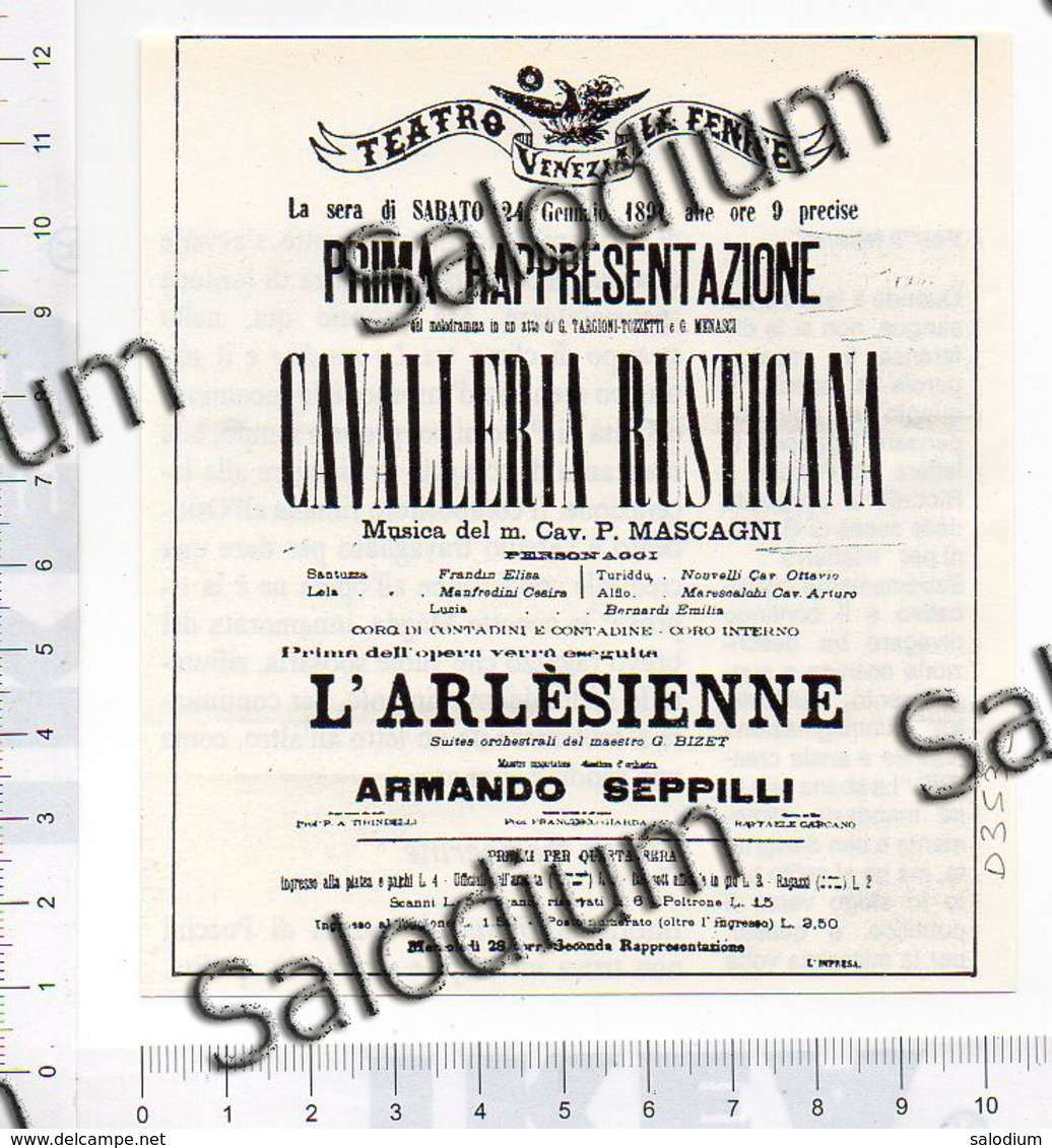 CAVALLERIA RUSTICANA TEATRO LA FENICE VENEZIA TEATHER  P. MASCAGNI  Immagine Ritagliata CROPPED IMAGE D3532 - Otros & Sin Clasificación