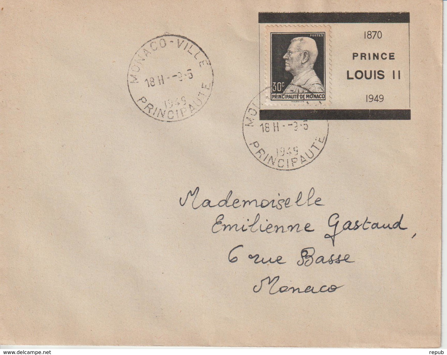 Lettre Monaco 1949 Prince Louis II 1870-1949 Cachet Rotoplan Monaco Ville - Storia Postale