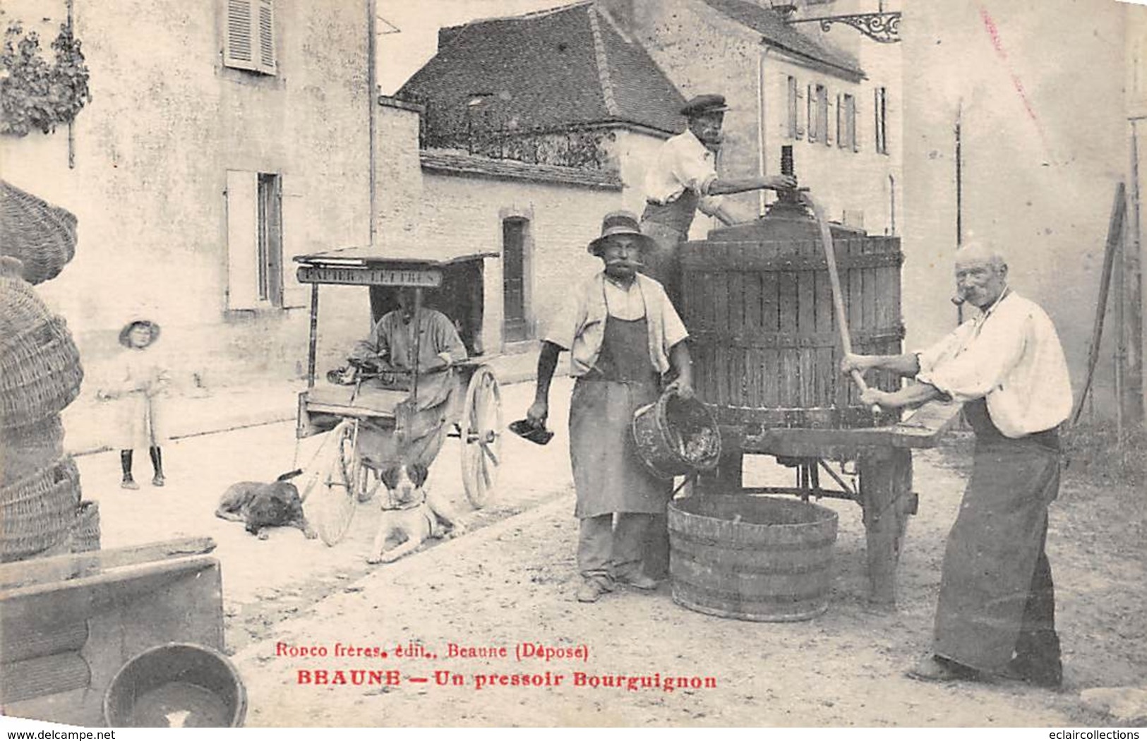 Beaune    21     Un Pressoir Bourguignon Et Un écrivain Public Ambulant Attelage Chien:  RARISSIME   (voir Scan) - Beaune