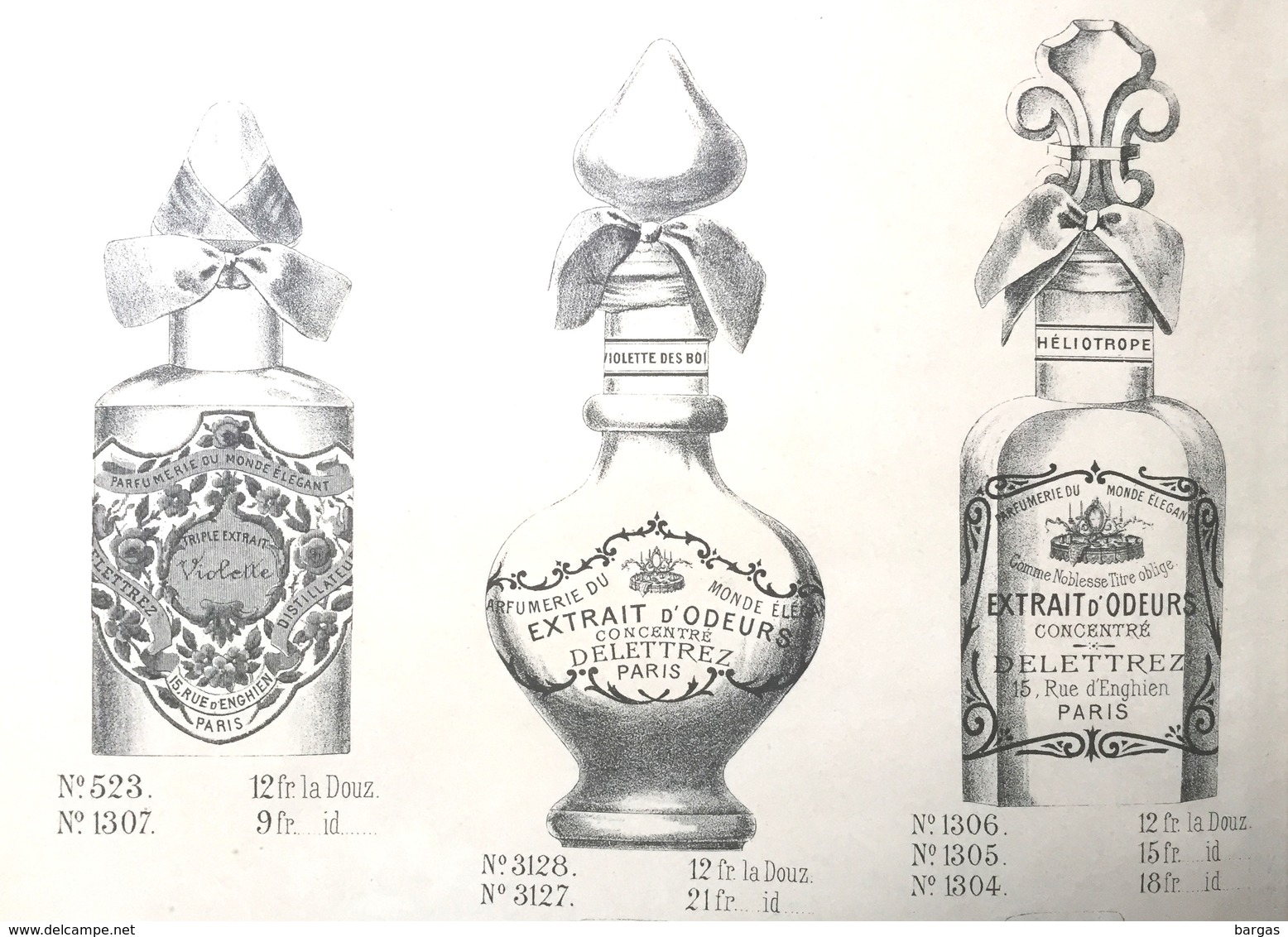 1893 Belle Grande Planche Parfum Parfumerie Delettrez à Paris Eau De Cologne Savon Poudre De Riz Lotion Flacon Boite... - Werbung