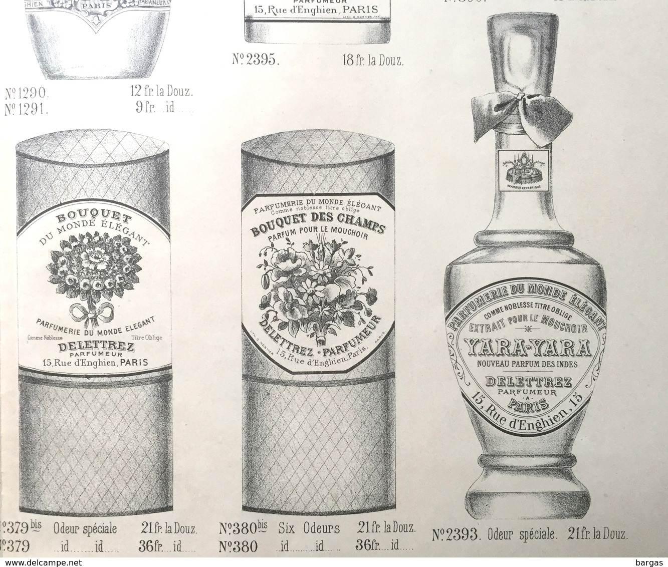 1893 Belle Grande Planche Parfum Parfumerie Delettrez à Paris Eau De Cologne Savon Poudre De Riz Lotion Flacon Boite... - Werbung