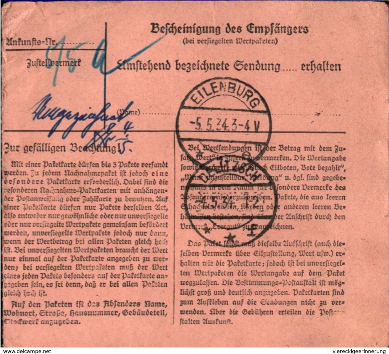 ! 1934 Paketkarte Deutsches Reich, Lobejün Bei Könnern  Nach Delitzsch, Weiterleitung Nach Eilenburg - Briefe U. Dokumente