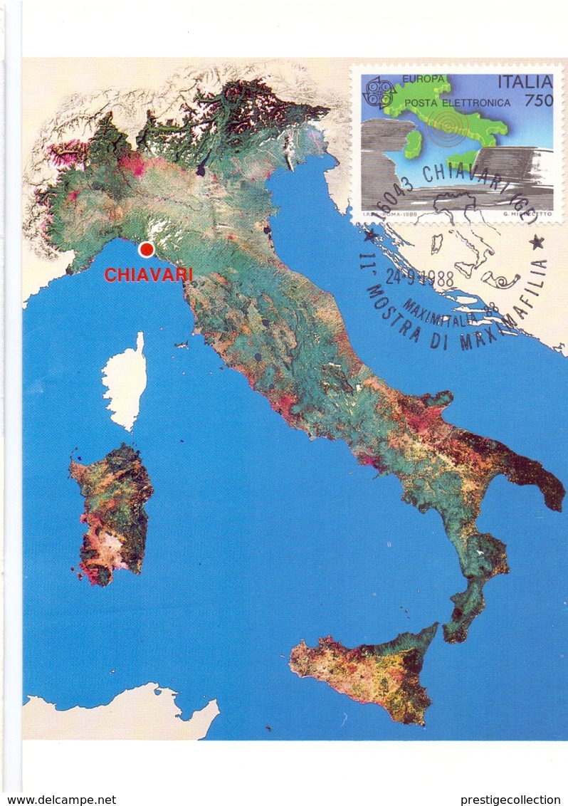 ITALIA VISTA DALLO SPAZIO MOSTRA DI MAXIMAFILIA  1988 MAXIMUM POST CARD (GENN200524) - Geografia