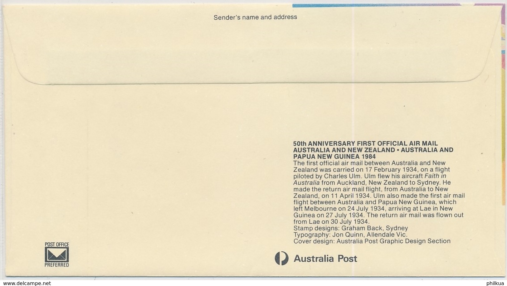 Australia & New Zealand - 50th Anniversary 1st Official Air Mail - Erst- U. Sonderflugbriefe