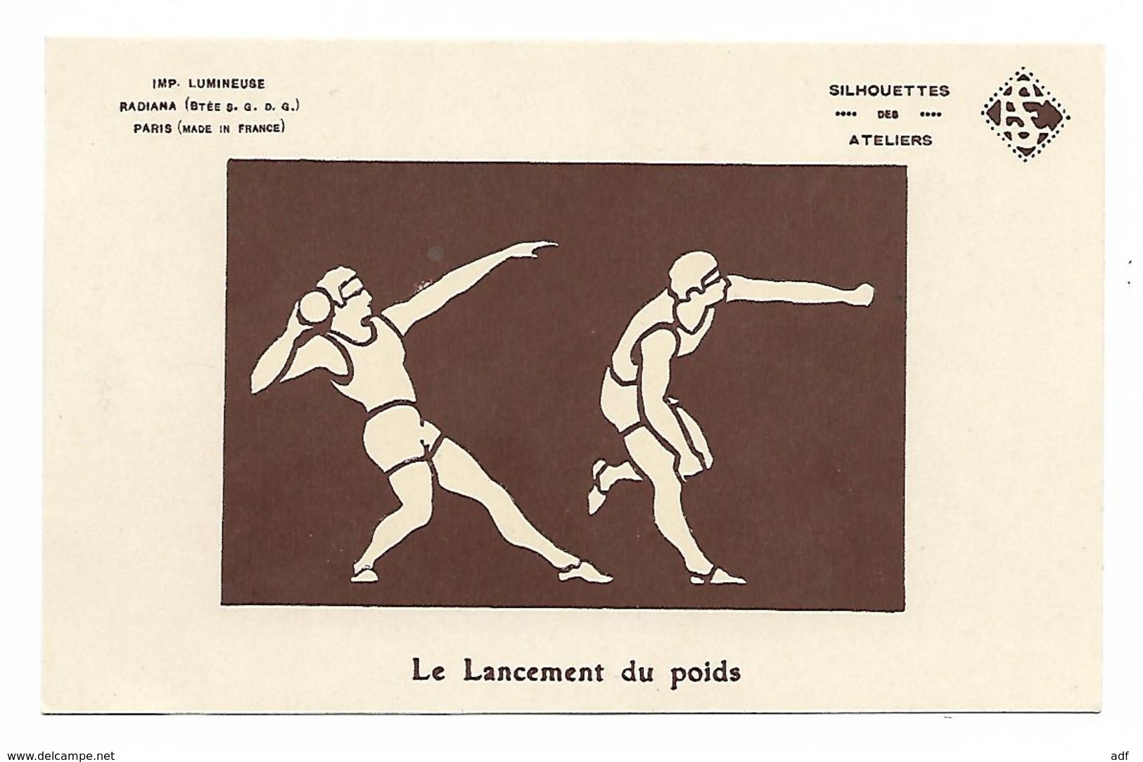 CPSM SILHOUETTE LANCEUR DE POIDS, LE LANCEMENT DU POIDS, SILHOUETTES DES ATELIERS, ATHLETISME, SPORT - Athlétisme