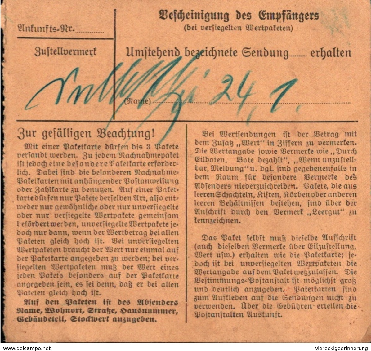 ! 1934  Paketkarte Deutsches Reich, Schleswig Land Nach Ronneburg - Storia Postale