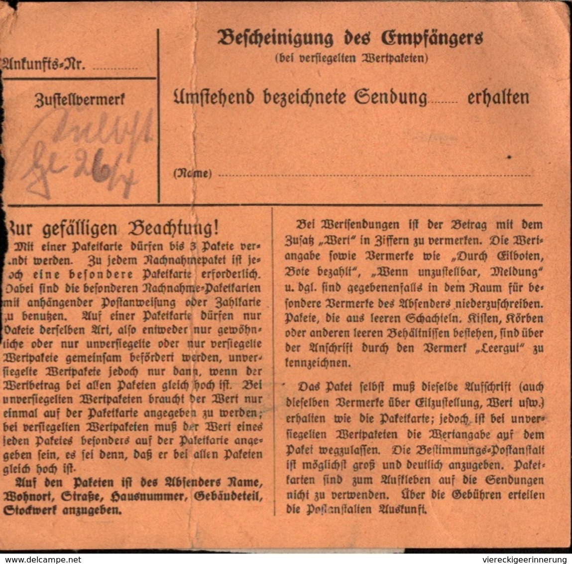 ! 1934  Paketkarte Deutsches Reich, Zeitz Nach Roßla - Briefe U. Dokumente