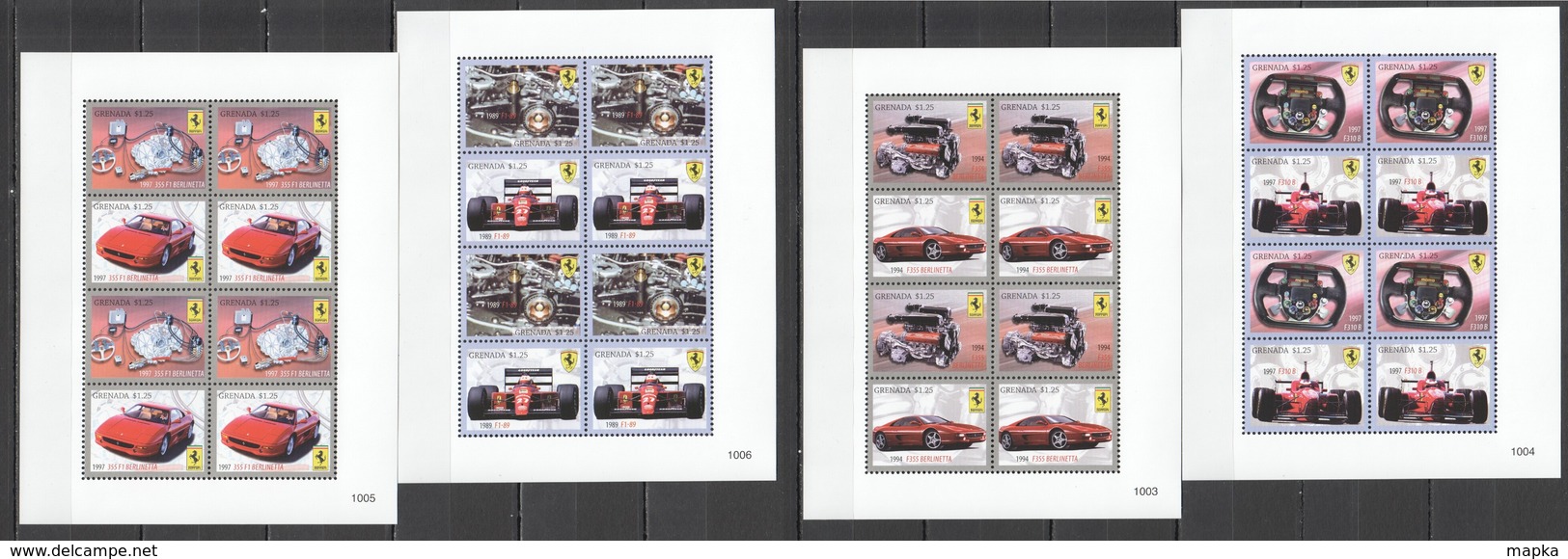 E688 2010 GRENADA RACING FORMULA 1 F1 CARS FERRARI ENGINES HISTORY !!! 4KB MNH - Cars